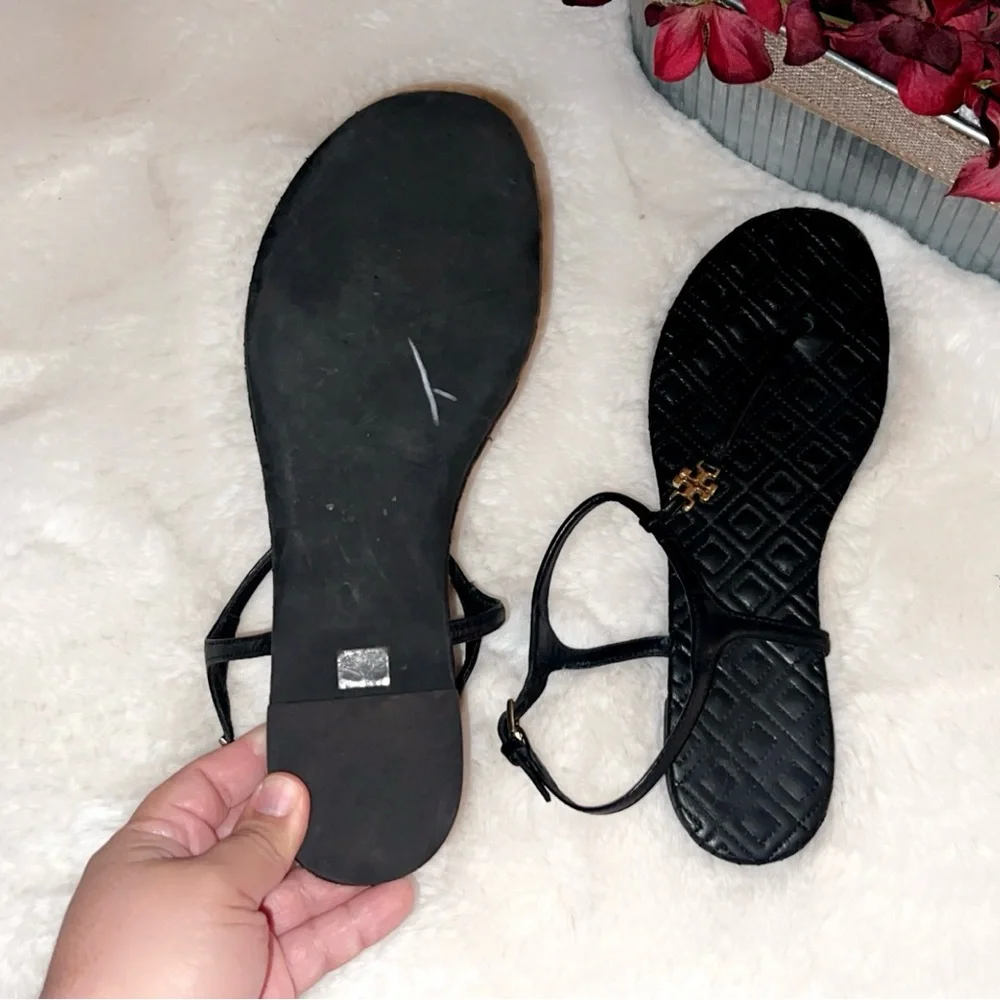 TORY BURCH Marion Quilted Leather T-Strap Sandals